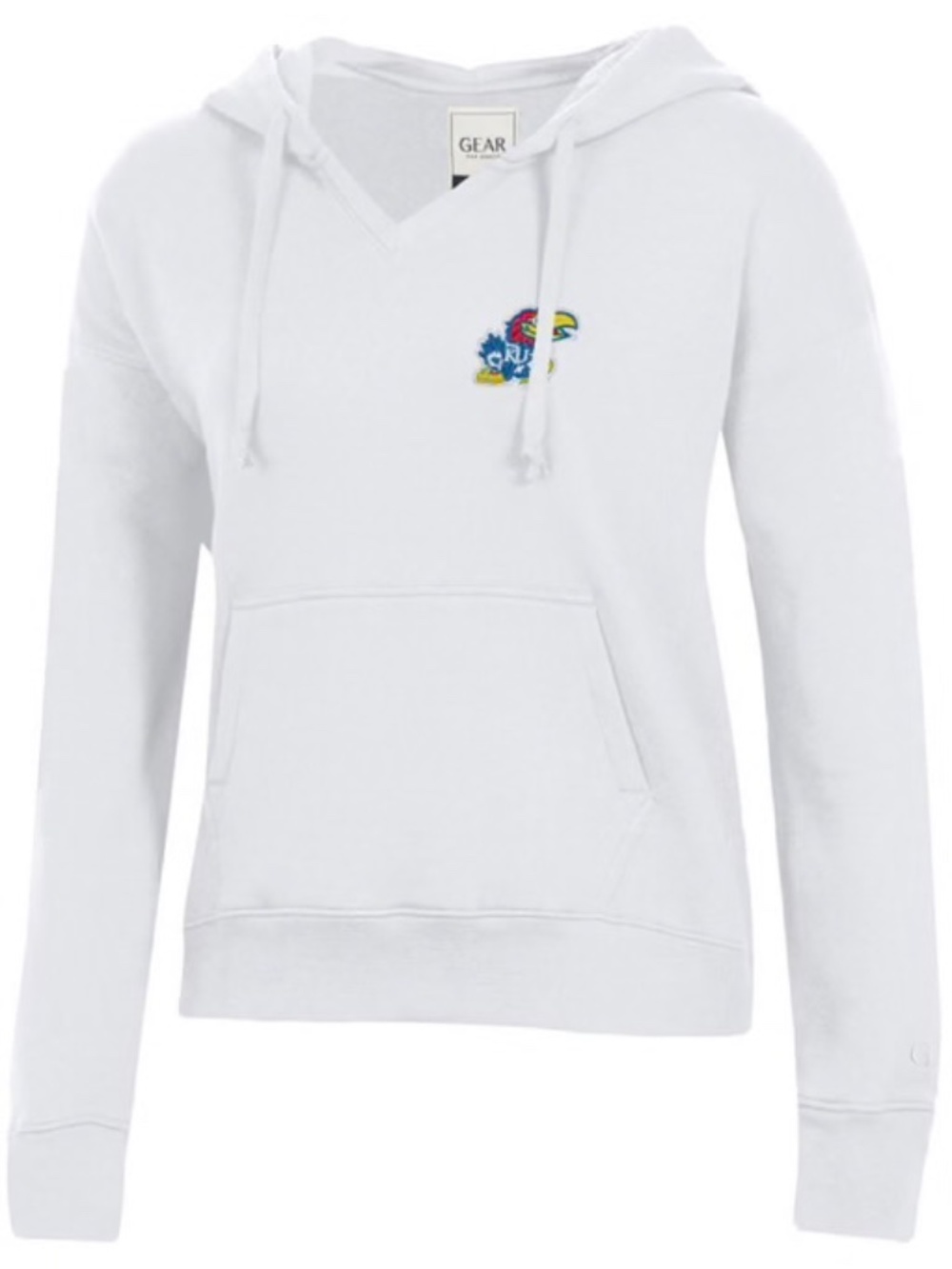 WOMENS KANSAS JAYHAWKS WHITE GEAR FOR SPORTS BIG HOODED SWEATSHIRT size L